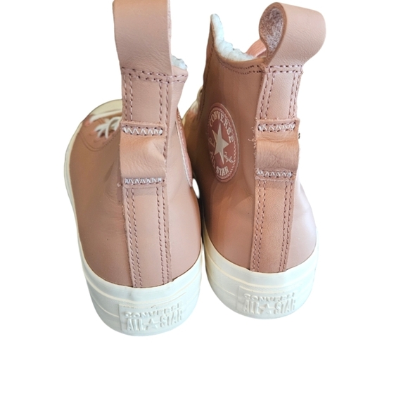 Converse CTAS Lift Hi Platform Pink Leather Borg Lining Sneakers NEW - Picture 5 of 6